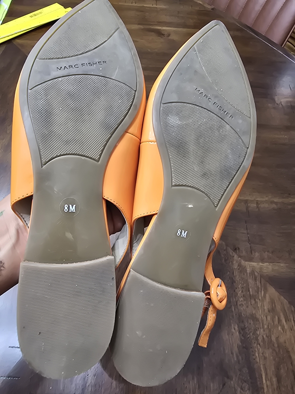 Marc Fisher Orange Patent Pointed Slingback Flats - Picture 6 of 11